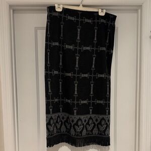 Nina Leonard Black and Gray Geometric Pencil Skirt